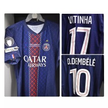 PSG Paris Home Super Cup +final Player  #10 O.DEMBELE #17 VITINHA 1:1 Quality Soccer Jersey  25-26
