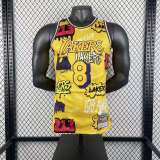 Los Angeles Lakers SW graffiti  Kobe #24 BRYANT  Yollow Retro  NBA Jersey 1996-1997
