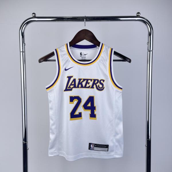 Los Angeles Lakers kids  Kobe  #24 BRYANT  White NBA Jerseys