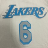 Los Angeles Lakers  White 6 James  round neck  NBA Jerseys 2021