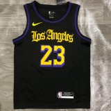 Los Angeles Lakers  Latin Black 23 James  round neck  NBA Jerseys