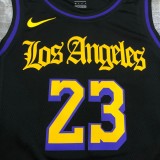 Los Angeles Lakers  Latin Black 23 James  round neck  NBA Jerseys