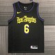 Los Angeles Lakers Latin Black 6 James  round neck  NBA Jerseys