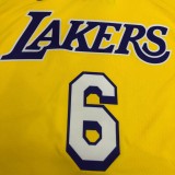 Los Angeles Lakers yellow V-Neck  6 JAMES NBA Jerseys