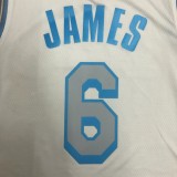 Los Angeles Lakers  White 6 James  round neck  NBA Jerseys 2021