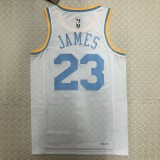 Los Angeles Lakers  White 23 James  round neck  Retro  NBA Jerseys 2023