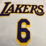Los Angeles Lakers  White Round Neck #6 JAMES NBA Jerseys