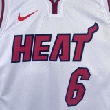 Miami Heat White City Edition 6 James  V-neck  NBA Jerseys