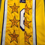Los Angeles Lakers yellow 6 James with star  NBA Jerseys