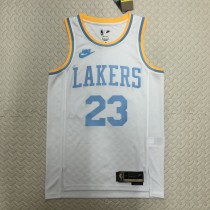 Los Angeles Lakers  White 23 James  round neck  Retro  NBA Jerseys 2023