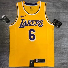 Los Angeles Lakers yellow Round-Neck  6 JAMES NBA Jerseys