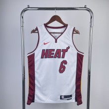 Miami Heat White City Edition 6 James  V-neck  NBA Jerseys
