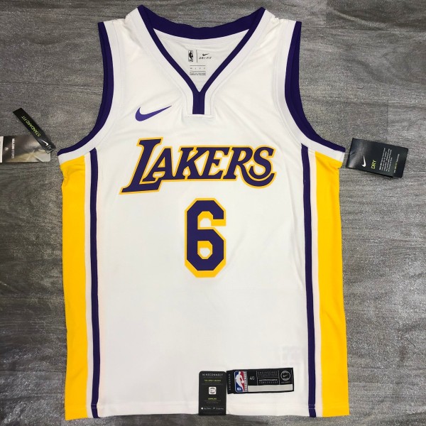 Los Angeles Lakers  White 6 James  V-neck   NBA Jerseys