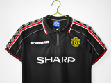 Retro Manchester united away blaCK 1:1 Quality Soccer Jersey   1998