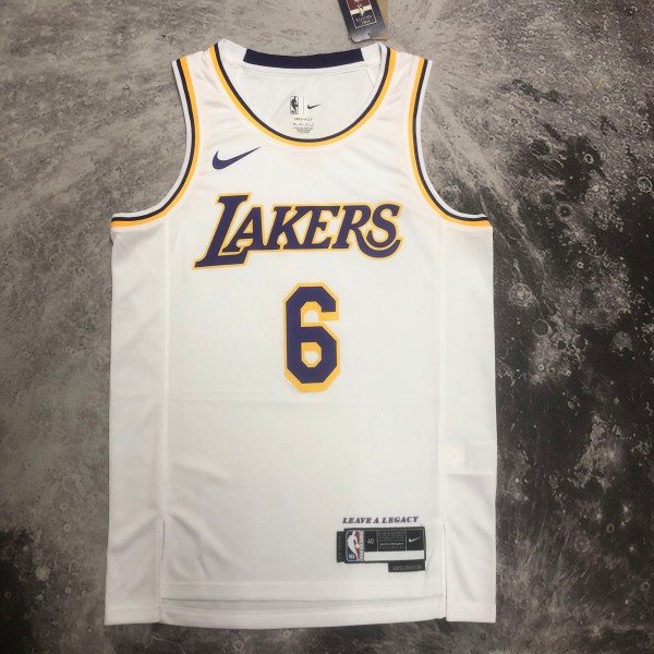 Los Angeles Lakers White 6 James  round neck  NBA Jerseys 2023