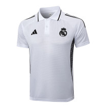 Real Madrid  Polo Retro Fans White stripe inkjet 1:1 Quality Soccer Jersey  25-26