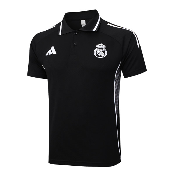 Real Madrid  Polo Fans Black stripe inkjet 1:1 Quality Soccer Jersey  25-26