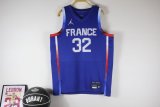 France Blue #32 WEMBANYAMA NBA Jerseys  2024