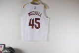 Cleveland Cavaliers Kids  White #45 MITCHELL NBA Jerseys 2023