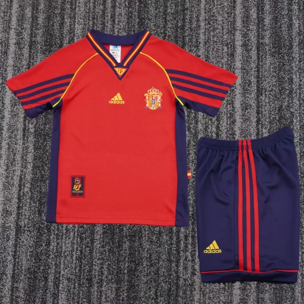 Retro Spain Home Kids  Red  1:1 Quality Soccer Jersey  1998