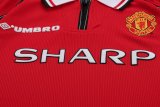 Retro Manchester United Long Home Kids   1:1 Quality Soccer Jersey 1998-1999