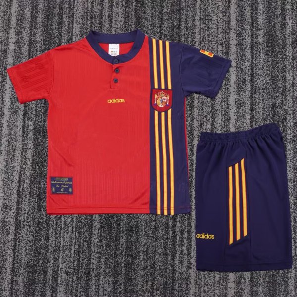 Retro Spain Home Kids 1:1 Quality Soccer Jersey 1996