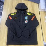 Brazil Windbreaker  Interchange Jacket Black  White 1:1 Quality Soccer Jersey  25-26