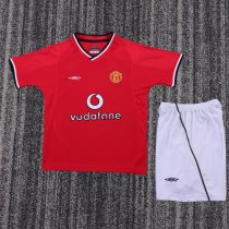 Retro Manchester United Home Kids   1:1 Quality Soccer Jersey  2000-2002
