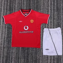 Retro Manchester United Home Kids   1:1 Quality Soccer Jersey  2000-2002