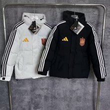 Spain Windbreaker  Cotton clothing Jacket Black  White 1:1 Quality Soccer Jersey  25-26