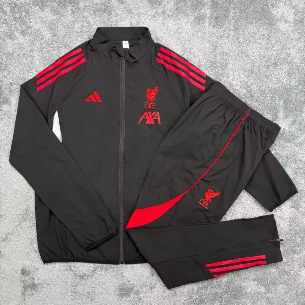 Liverpool Windbreaker Sets With pants  Black 1:1 Quality Soccer Jersey  25-26
