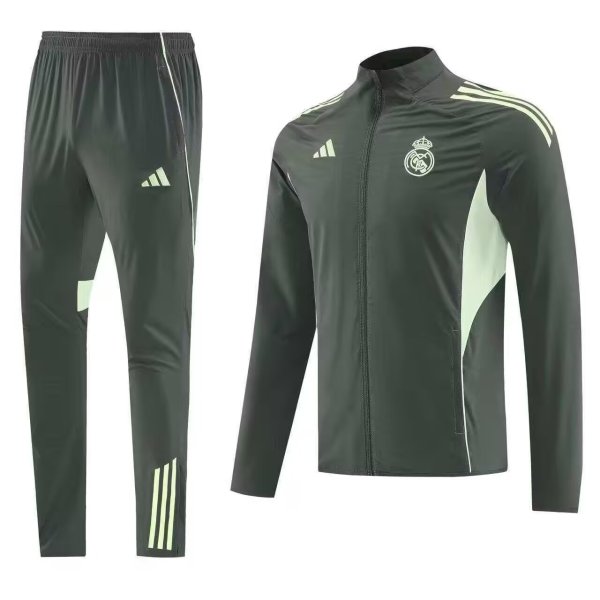 Real Madrid  Windbreaker Sets With pants Dark  Green 1:1 Quality Soccer Jersey  25-26