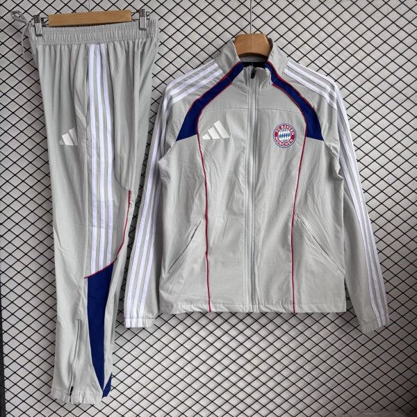 Bayern Munich  Windbreaker Sets With pants  Grey 1:1 Quality Soccer Jersey  25-26