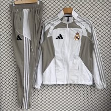 Real Madrid   Windbreaker Sets With pants  White 1:1 Quality Soccer Jersey  25-26