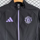 Manchester United Windbreaker Sets With pants  Black 1:1 Quality Soccer Jersey  25-26