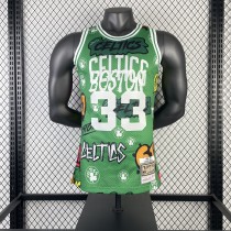Retro Boston Celtics Green SW Graffiti #33 BIRD 1:1 Quality NBA Jerseys  1985-1986