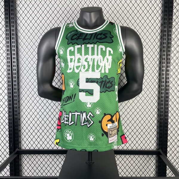Retro Boston Celtics Green SW Graffiti #5 GARNETT 1:1 Quality NBA Jerseys  1985-1986