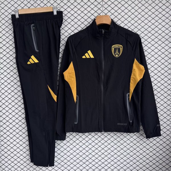 PSG Paris  Windbreaker Sets With pants  Black 1:1 Quality Soccer Jersey  25-26