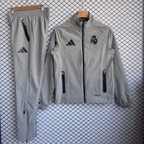 Real Madrid Windbreaker Sets With pants Grey 1:1 Quality Soccer Jersey  25-26