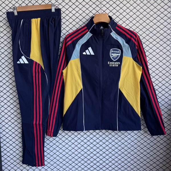 Arsenal Windbreaker Sets With pants  Blue 1:1 Quality Soccer Jersey  25-26