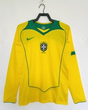Retro Brazil Home Long Sleeve  1:1 Quality Soccer Jersey  2004