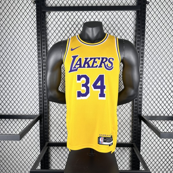 Los Angeles Lakers Yellow  #34 O'NEAL  1:1 Quality NBA Season Jerseys