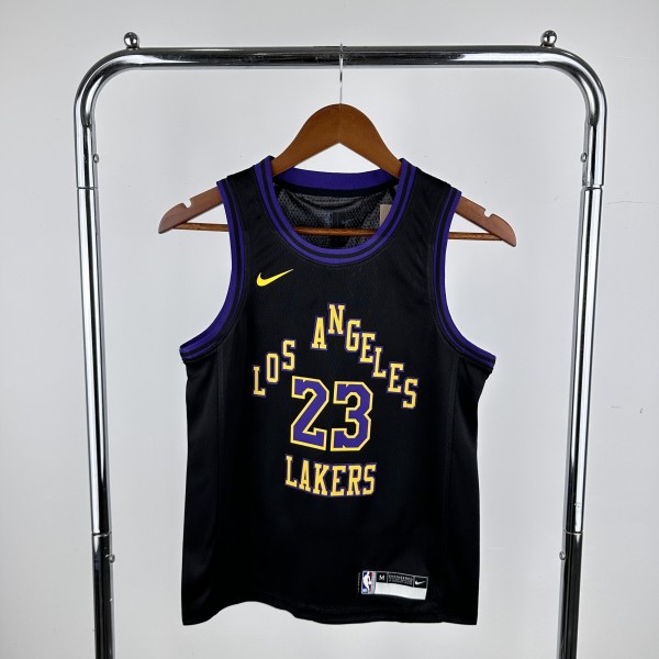 Los Angeles Lakers Kids City Edition Black  #23 JAMES 1:1 Quality NBA Jerseys
