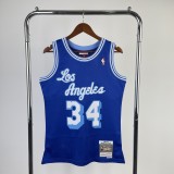 Retro Los Angeles Lakers Blue #34 O'NEAL  1:1 Quality NBA Season Jerseys 1996-1997