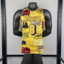 Los Angeles Lakers Yellow graffiti Kobe #8 BRYANT 1:1 Quality NBA  Season Jerseys  1996-1997