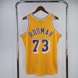 Retro Los Angeles Lakers Yellow #73 RODMAN   1:1 Quality NBA Season Jerseys  1998-1999