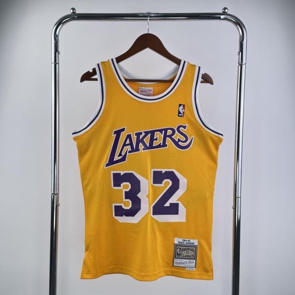 Retro Los Angeles Lakers Yollow #32 JOHNSON  1:1 Quality NBA Season Jerseys 1984-1985