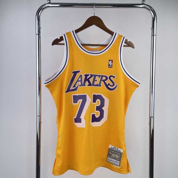 Retro Los Angeles Lakers Yellow #73 RODMAN   1:1 Quality NBA Season Jerseys  1998-1999