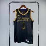 Los Angeles Lakers snake pattern  Black  #1 RUSSELL 1:1 Quality NBA Season Jerseys