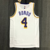 Los Angeles Lakers  75 Year White #4 RONDO 1:1 Quality NBA Season Jerseys 2022